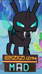 Size: 516x905 | Tagged: 200% mad, caption, changeling, cropped, derpibooru import, dragon, edit, edited screencap, editor:watermelon changeling, expand dong, exploitable meme, frown, image macro, meme, metal gear, metal gear rising, safe, screencap, solo focus, spike, text, the times they are a changeling, thorax