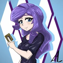 Size: 1000x1000 | Tagged: safe, artist:acesrockz, derpibooru import, rarity, equestria girls, bra, bra strap, breasts, card, clothes, crossover, duelist, female, human coloration, it's time to duel, looking at you, smiling, solo, underwear, yu-gi-oh!
