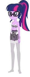 Size: 3000x7510 | Tagged: suggestive, artist:crimsumic, artist:dirty mike, derpibooru import, edit, sci-twi, twilight sparkle, equestria girls, twilight's sparkly sleepover surprise, absurd resolution, bowtie, breasts, busty twilight sparkle, clothes, female, glasses, lingerie, lingerie edit, panties, pantyhose, ponytail, show accurate, simple background, socks, solo, stockings, thigh highs, transparent background, underwear, underwear edit, vector