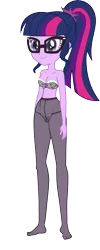 Size: 3000x7510 | Tagged: suggestive, artist:crimsumic, artist:dirty mike, derpibooru import, edit, edited edit, sci-twi, twilight sparkle, equestria girls, twilight's sparkly sleepover surprise, absurd resolution, bowtie, breasts, busty twilight sparkle, clothes, female, glasses, lingerie, lingerie edit, panties, pantyhose, ponytail, show accurate, simple background, socks, solo, stockings, thigh highs, transparent background, underwear, underwear edit, vector