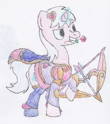 Size: 1452x1641 | Tagged: safe, artist:egg_roll, derpibooru import, ponified, pony, arrow, ashe, bow (weapon), bow and arrow, hearts and hooves day, league of legends, traditional art, weapon