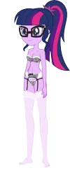 Size: 3000x7510 | Tagged: suggestive, artist:crimsumic, artist:dirty mike, derpibooru import, edit, sci-twi, twilight sparkle, equestria girls, twilight's sparkly sleepover surprise, absurd resolution, bowtie, breasts, busty twilight sparkle, clothes, female, flower pattern underwear, frilly underwear, garter belt, glasses, lingerie, lingerie edit, panties, ponytail, ribbon, show accurate, simple background, socks, solo, stockings, thigh highs, transparent background, underwear, underwear edit, vector