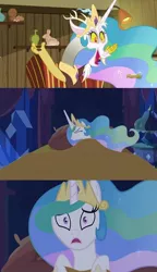 Size: 532x924 | Tagged: celestia's nightmare, derpibooru import, discord, discord's celestia face, dungeons and discords, exploitable meme, meme, nightmare, princess celestia, safe, twilight's kingdom