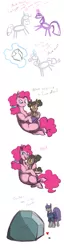Size: 2480x9648 | Tagged: safe, artist:vindhov, derpibooru import, boulder (pet), maud pie, pinkie pie, rarity, tom, twilight sparkle, oc, oc:sulphur pie, earth pony, pony, book, comic, female, filly, heart, magic, mother and child, mother and daughter, offspring, parent:pinkie pie, parent:troubleshoes clyde, parents:trouble pie, reading, shipping, simple background, stick figure, story time, white background