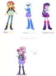 Size: 1084x1464 | Tagged: safe, artist:midnightdaydreamstar, derpibooru import, sunset shimmer, trixie, twilight sparkle, twilight sparkle (alicorn), alicorn, equestria girls, counterparts, fusion, gem fusion, multiple arms, twilight's counterparts