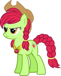 Size: 2315x2847 | Tagged: safe, artist:imperfectxiii, derpibooru import, oc, oc:red splendor, unofficial characters only, earth pony, pony, alternate universe, applejack's mom, braid, braided tail, cowboy hat, element of generosity, element of honesty, element of kindness, element of laughter, element of loyalty, element of magic, elements of harmony, female, hat, mare, mothers of harmony, narrowed eyes, simple background, solo, stetson, transparent background, vector
