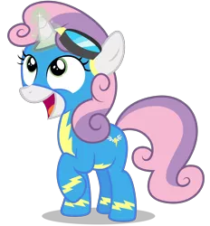 Size: 6500x7000 | Tagged: absurd resolution, artist:baronbronie, clothes, derpibooru import, goggles, magic, safe, simple background, solo, sweetie belle, sweetie belle's magic brings a great big smile, transparent background, uniform, vector, wonderbolts uniform