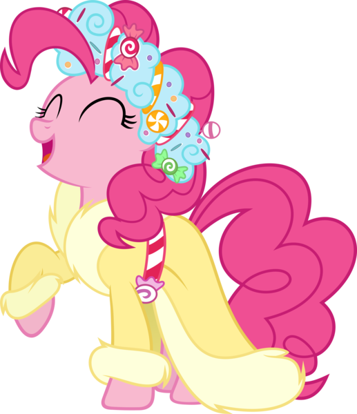 Size: 5170x6000 | Tagged: safe, artist:slb94, derpibooru import, pinkie pie, spirit of hearth's warming presents, earth pony, pony, a hearth's warming tail, absurd resolution, christmas, clothes, excited, eyes closed, holiday, open mouth, outfit, raised hoof, robe, simple background, solo, transparent background, vector