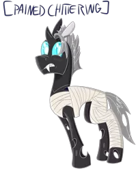 Size: 2024x2500 | Tagged: artist:darklordsnuffles, bandage, changeling, derpibooru import, oc, oc:#4330715, oc:masque, safe, standing, unofficial characters only