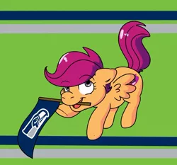 Size: 700x653 | Tagged: american football, artist:technicolor pie, cutie mark, derpibooru import, flag, mouth hold, nfl, safe, scootaloo, seachicken, seattle seahawks, solo, sports, the cmc's cutie marks