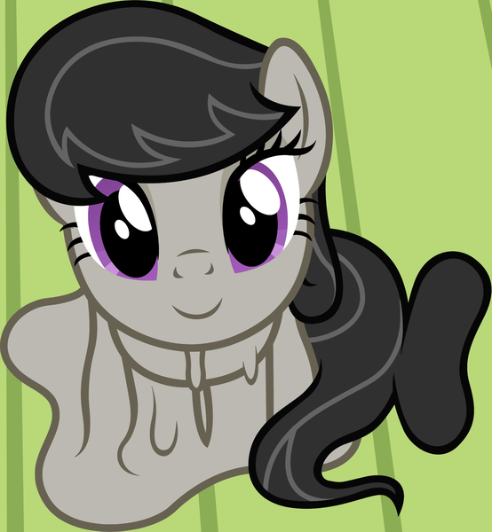 Size: 1238x1341 | Tagged: safe, artist:badumsquish, derpibooru import, part of a set, octavia melody, goo, goo pony, original species, badumsquish's kitties, cute, derpistaging.arcai.re exclusive, female, goo ponified, happy, looking at you, looking up, meltavia, sitting, smiling, solo, species swap, tavibetes