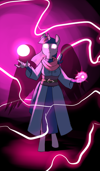 Size: 866x1476 | Tagged: safe, artist:metal-kitty, derpibooru import, twilight sparkle, alicorn, anthro, unguligrade anthro, glowing eyes, magic, solo, twilight sparkle (alicorn)