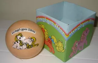 Size: 600x386 | Tagged: applejack (g1), ball, box, derpibooru import, g1, game, greek, irl, lickety-split, merchandise, photo, safe