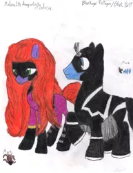 Size: 2550x3300 | Tagged: safe, artist:aridne, derpibooru import, ponified, earth pony, pony, black bolt, clothes, duo, female, husband and wife, inhumans, male, mare, marvel comics, medusa (marvel), stallion, uniform