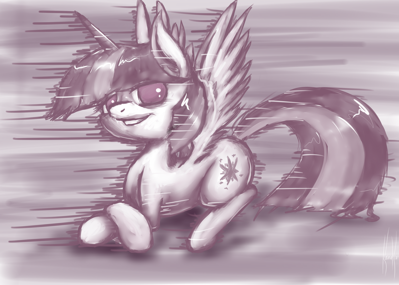 Size: 4200x3000 | Tagged: safe, artist:karanakia, derpibooru import, twilight sparkle, twilight sparkle (alicorn), alicorn, pony, monochrome, solo