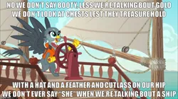 Size: 888x499 | Tagged: safe, artist:bronybyexception, derpibooru import, edit, edited screencap, screencap, gabby, gryphon, caption, cute, feminism is magic, gabbybetes, gabby's shanty, image macro, key and peele, meme, solo, text