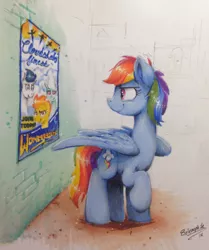 Size: 2195x2628 | Tagged: safe, artist:selenophile, derpibooru import, fleetfoot, rainbow dash, soarin', spitfire, pony, backwards cutie mark, determined, raised hoof, traditional art, wonderbolts