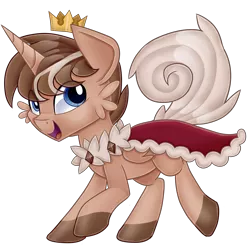 Size: 4000x4000 | Tagged: safe, artist:partylikeanartist, derpibooru import, oc, oc:prince, unofficial characters only, alicorn, pony, alicorn oc, clothes, crossover, crown, horn, jewelry, looking away, male, pokémon, ponymon, regalia, robe, rockruff, simple background, solo, transparent background, wingding eyes, wings