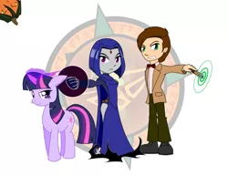 Size: 1584x1224 | Tagged: artist:dragon-fangx, crossover, derpibooru import, doctor who, eleventh doctor, raven (teen titans), safe, sonic screwdriver, teen titans, twilight sparkle