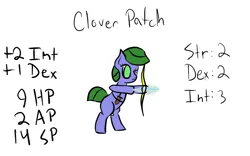 Size: 1280x800 | Tagged: safe, artist:saria the frost mage, derpibooru import, oc, oc:clover patch, unofficial characters only, earth pony, pony, a foal's adventure, aiming, belt, bow (weapon), child, color, cyoa, dagger, female, filly, foal, name, one eye closed, plot twist, solo, stats, story included, text, weapon