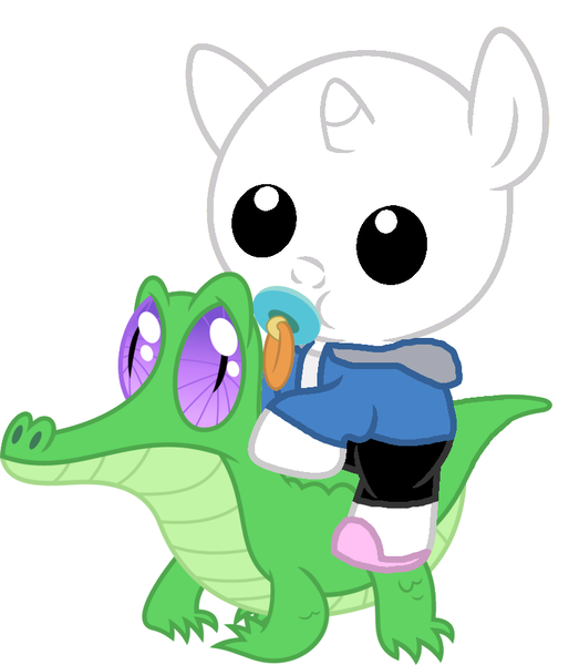 Size: 786x917 | Tagged: safe, artist:red4567, derpibooru import, gummy, ponified, alligator, pony, baby, baby pony, baby skeleton, crossover, cute, pacifier, ponies riding gators, riding, sans (undertale), undertale