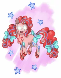 Size: 1229x1577 | Tagged: artist:sweetheart-arts, bow, derpibooru import, glowing eyes, hair bow, pinkie pie, pokémon, safe, shiny pokémon, solo, tail bow