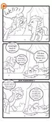 Size: 1300x3000 | Tagged: safe, artist:foxbeast, derpibooru import, applejack, pinkie pie, soarin', earth pony, pony, comic:pie love, comic, crying, food, gulp, monochrome, on back, onomatopoeia, pie, stomach ache, stomach growl, stomach noise, swallowing, tears of pain, that pony sure does love pies