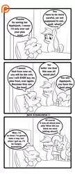 Size: 1300x3000 | Tagged: safe, artist:foxbeast, derpibooru import, applejack, pinkie pie, soarin', pony, comic:pie love, applejack is not amused, bed, comic, female, food, frown, hospital, male, monochrome, on back, one sided shipping, patreon, patreon logo, pie, shipping, soarinjack, straight, that pony sure does love pies, unamused