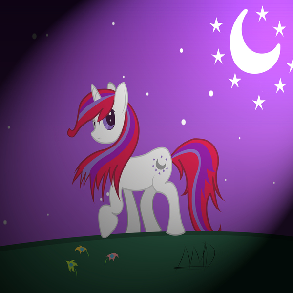 Size: 5000x5000 | Tagged: absurd resolution, artist:repoisn, derpibooru import, flower, g1, g1 to g4, generation leap, moon, moondancer (g1), night, safe, sky, solo