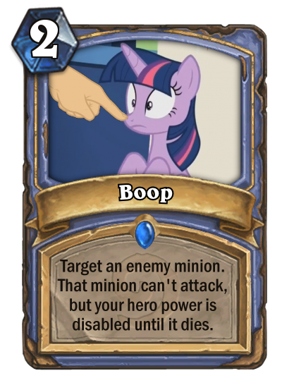 Size: 400x543 | Tagged: safe, derpibooru import, edit, edited screencap, screencap, twilight sparkle, twilight sparkle (alicorn), alicorn, pony, boop, boop edit, card, hand, hearthstone, meta, solo, warcraft