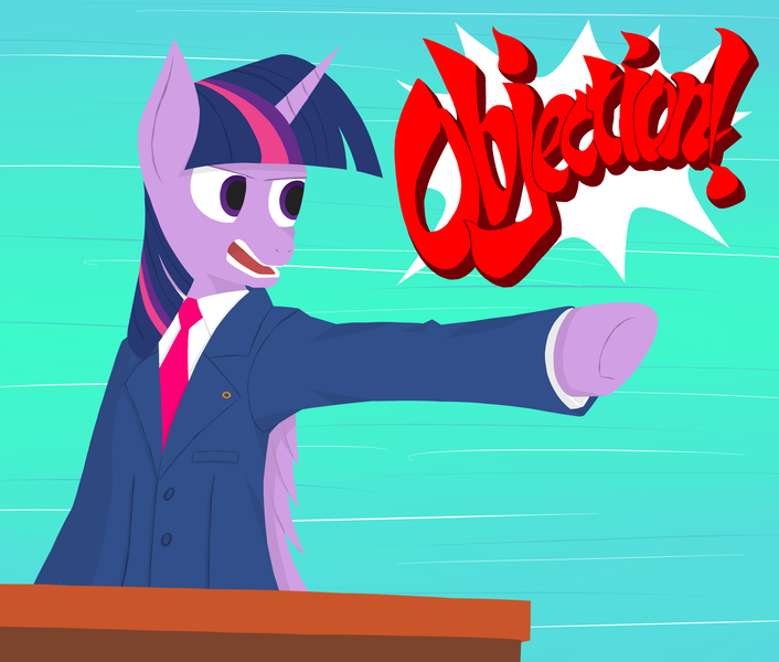 Size: 3500x2975 | Tagged: safe, artist:frostspear, derpibooru import, twilight sparkle, twilight sparkle (alicorn), alicorn, pony, ace attorney, objection, phoenix wright, solo