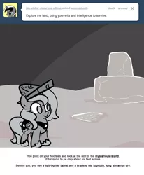 Size: 666x809 | Tagged: artist:egophiliac, cartographer's cap, derpibooru import, female, filly, fountain, hat, monochrome, moon, moonstuck, princess luna, safe, solo, tablet, tumblr, woona, younger