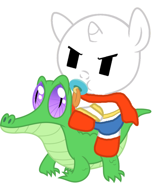 Size: 786x917 | Tagged: safe, artist:red4567, derpibooru import, gummy, ponified, alligator, pony, baby, baby pony, baby skeleton, crossover, cute, pacifier, papyrus (undertale), ponies riding gators, riding, undertale