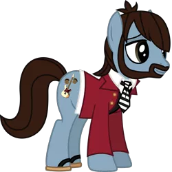 Size: 1591x1591 | Tagged: safe, artist:lightningbolt, derpibooru import, ponified, earth pony, pony, .svg available, a fever you can't sweat out, beard, clothes, eyeliner, facial hair, flip-flops, jon walker, makeup, male, necktie, panic! at the disco, shirt, simple background, solo, stallion, suit, svg, transparent background, vector