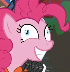 Size: 743x762 | Tagged: safe, derpibooru import, screencap, pinkie pie, pony, ppov, caption, derp, exploitable meme, i didn't listen, image macro, meme, pinkie derp, solo, text