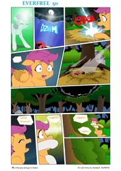 Size: 5784x8176 | Tagged: safe, artist:jeremy3, derpibooru import, scootaloo, sweetie belle, pony, comic:everfree, absurd resolution, apple bloom's bow, bow, comic, crying, hair bow, implied apple bloom, ribbon