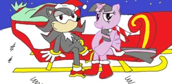 Size: 10872x5296 | Tagged: safe, artist:comedyestudios, derpibooru import, twilight sparkle, twilight sparkle (alicorn), alicorn, pony, absurd resolution, christmas, crossover, hat, holiday, santa hat, shadow the hedgehog, sonic the hedgehog (series)