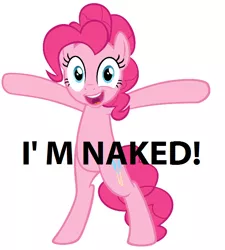 Size: 582x646 | Tagged: captain obvious, derpibooru import, doomie, nudity, pinkie pie, safe, solo, we don't normally wear clothes