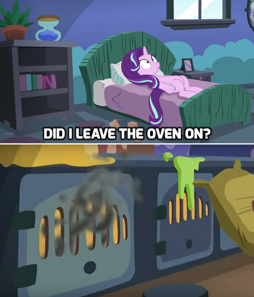 Size: 1016x1188 | Tagged: derpibooru import, every little thing she does, meme, oven, safe, starlight glimmer, starlight's room