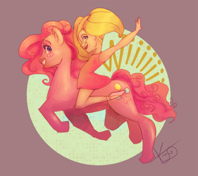 Size: 900x801 | Tagged: artist:searchmeinawhile, clothes, crossover, dee dee, derpibooru import, dexter's laboratory, dress, pinkie pie, safe