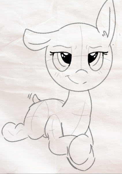 Size: 560x794 | Tagged: 8chan, artist:anonymous, bedroom eyes, cute, cyoa:sketchy, derpibooru import, oc, oc:sketchy (8chan), /pone/, safe, smug, solo, tail wag, unofficial characters only