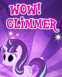 Size: 273x338 | Tagged: creepy, cropped, derpibooru import, edit, empty eyes, gameloft, meme, no catchlights, safe, smiling, solo, starlight glimmer, text, wow, wow! glimmer