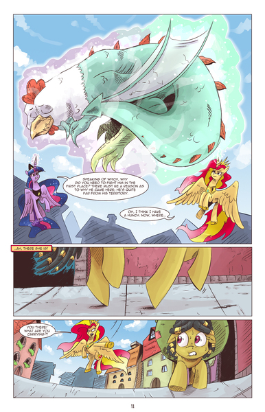 Size: 1253x1950 | Tagged: safe, artist:saturdaymorningproj, derpibooru import, sunset shimmer, twilight sparkle, twilight sparkle (alicorn), alicorn, cockatrice, pony, comic:a princess' worth, alicornified, alternate universe, comic, magic, race swap, shimmercorn, sleeping, telekinesis