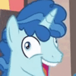Size: 360x360 | Tagged: safe, derpibooru import, screencap, party favor, pony, to where and back again, animated, cropped, derp, exploitable meme, faic, gif, i didn't listen, image macro, laughing, meme, open mouth, solo, wide eyes