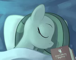 Size: 1100x863 | Tagged: 1trickpone's sleeping ponies, artist:1trick, book, derpibooru import, earthbound, eyes closed, iron will, marble pie, part of a series, part of a set, safe, sleeping, solo