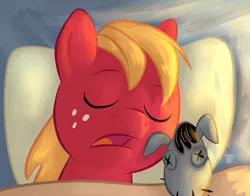 Size: 1100x863 | Tagged: safe, artist:1trick, derpibooru import, part of a set, big macintosh, smarty pants, earth pony, pony, 1trickpone's sleeping ponies, book, eyes closed, male, part of a series, sleeping, solo, stallion