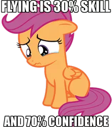 Size: 676x768 | Tagged: background removed, caption, crying, derpibooru import, edit, edited screencap, image macro, looking down, meme, sad, safe, scootaloo, scootaloo can't fly, scootasad, screencap, simple background, solo, text, top bolt, transparent background