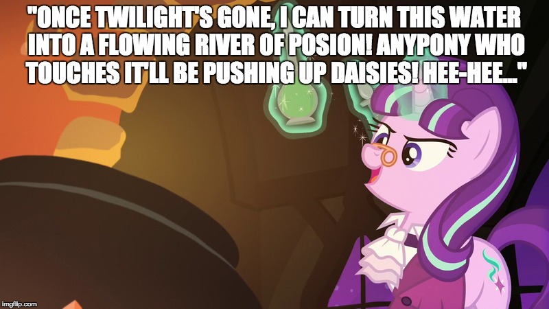 Size: 800x450 | Tagged: a hearth's warming tail, caption, derpibooru import, edit, edited screencap, final fantasy, final fantasy vi, image macro, kefka palazzo, meme, poison, quote, safe, screencap, snowfall frost, starlight glimmer, text