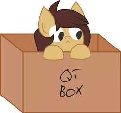 Size: 4102x3815 | Tagged: safe, artist:plone, derpibooru import, oc, oc:lockie, unofficial characters only, pony, :<, box, cardboard box, cute, female, leaning, mare, pony in a box, qt, simple background, solo, transparent background, wide eyes