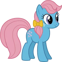 Size: 798x803 | Tagged: safe, artist:cloudyglow, derpibooru import, bowtie (g1), earth pony, pony, bow, g1, g1 to g4, generation leap, hair bow, looking at something, simple background, solo, transparent background, vector